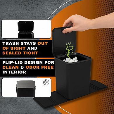 Car Trash Can 2L Compact Leakproof Stability Wings Anti Slip Base Multi Location Durable Plastic