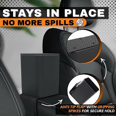 Car Trash Can 2L Compact Leakproof Stability Wings Anti Slip Base Multi Location Durable Plastic