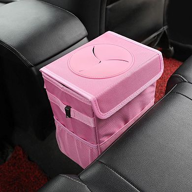 Car Garbage Can With Lid Leak Proof 3 Storage Pockets Hanging Waterproof Bag For SUV