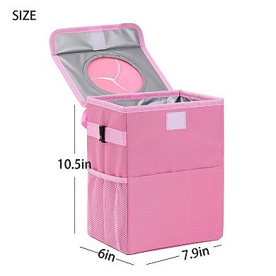 Car Garbage Can With Lid Leak Proof 3 Storage Pockets Hanging Waterproof Bag For SUV