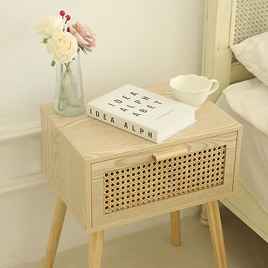 Nightstand Small End Table With Drawer Open Shelf Living Room Bedroom Space Saving