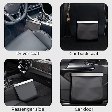 Leather Car Trash Can Smart LED Magnetic Closure Leak-proof Odor lock Universal Fit