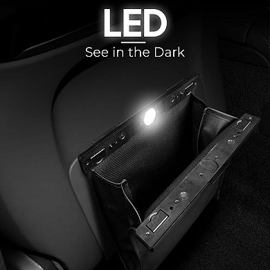 Leather Car Trash Can Smart LED Magnetic Closure Leak-proof Odor lock Universal Fit