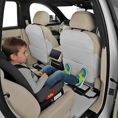 Kick Mat Seat Protector with Large Storage Pocket Easy Clean Universal Fit for Car SUV Truck
