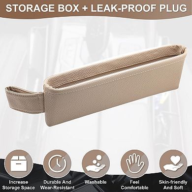 2 Pack Car Seat Gap Filler Organizer Leather Storage Box Front Side Pocket Interior Accessories