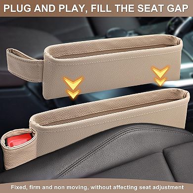 2 Pack Car Seat Gap Filler Organizer Leather Storage Box Front Side Pocket Interior Accessories
