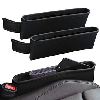 2 Pack Car Seat Gap Filler Organizer Leather Storage Box Front Side Pocket Interior Accessories