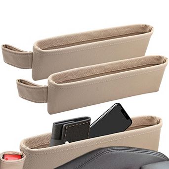 2 Pack Car Seat Gap Filler Organizer Leather Storage Box Front Side Pocket Interior Accessories