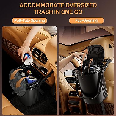 Leakproof Silicone Car Trash Can 2 Gallon with Lid Adjustable Straps