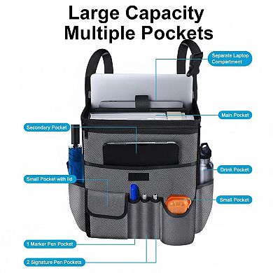 Car Front Seat Organizer Hanging Storage Multiple Pockets Laptop Compartment Durable Travel