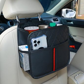 2 Pack Leather Car Seat Organizer Backseat Storage Pockets Cup Holders Travel