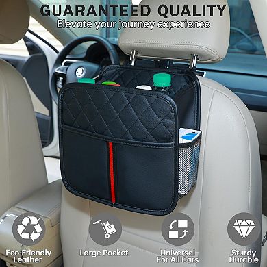 2 Pack Leather Car Seat Organizer Backseat Storage Pockets Cup Holders Travel