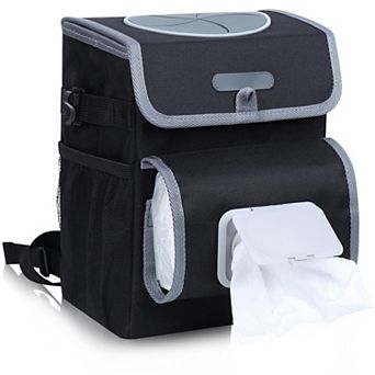 All-in-one Car Trash Can: Removable Leakproof Liner,Adjustable Tissue Holder,Multifunction Storage