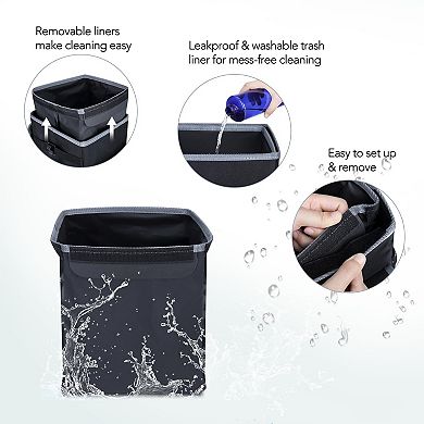 All-in-one Car Trash Can: Removable Leakproof Liner,Adjustable Tissue Holder,Multifunction Storage