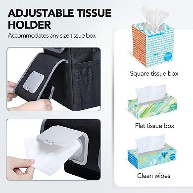 All-in-one Car Trash Can: Removable Leakproof Liner,Adjustable Tissue Holder,Multifunction Storage