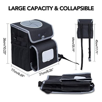 All-in-one Car Trash Can: Removable Leakproof Liner,Adjustable Tissue Holder,Multifunction Storage