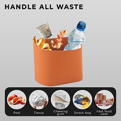 Leather Car Trash Can Leakproof Easy Clean 60 Liners Secure Hook Compact 0.75 Gal Capacity