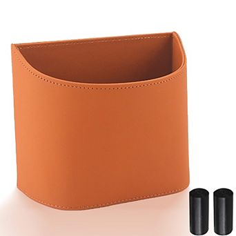 Leather Car Trash Can Leakproof Easy Clean 60 Liners Secure Hook Compact 0.75 Gal Capacity