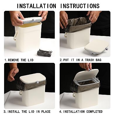 Leakproof Car Trash Can Sturdy Hanging Bin w/Lid Flip Slide Open Waterproof Easy Clean Multiuse