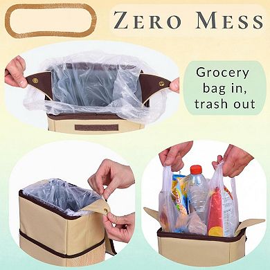 Car Trash Can 2 Gal Removable Liner Leakproof Odor Control Lid Hanging Adjustable Strap Multi Use