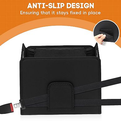 Car Storage Organizer Reinforced Dividable Leather Basket 8 Compartments Adjustable Strap Buckles