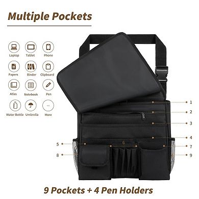 Car Front Seat Organizer: Multi-Compartment Storage, Cup Holder, Adjustable Strap for Truck Van
