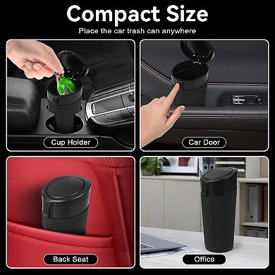 Car Trash Can Mini Leakproof Vehicle Bin Cup Holder One Handed Use Storage