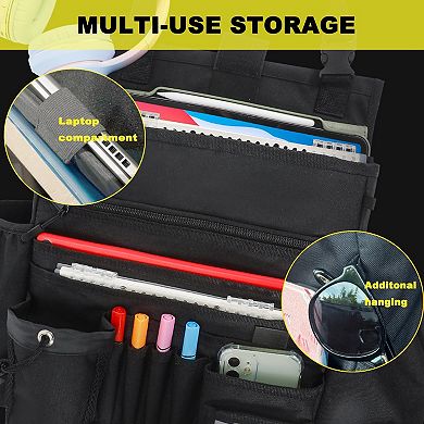 Car Seat Organizer Multi-compartment Universal Fit Front Seats 600D Oxford Large Storage Pockets