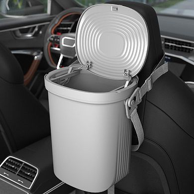 Leakproof Soft Silicone Car Trash Can 1.9 Gallon Hanging Lid Easy Clean Foldable For All Vehicles