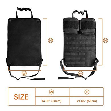 Car Front Seat Organizer 2 Detachable Pouches Molle Panel Laptop/Tablet Storage 1000D Nylon for SUV