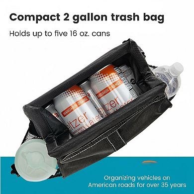 Car Organizer Trash Bin Tissue Holder 2 Gal Leakproof Push Close Lid