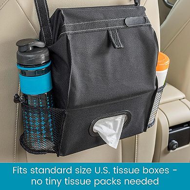 Car Organizer Trash Bin Tissue Holder 2 Gal Leakproof Push Close Lid