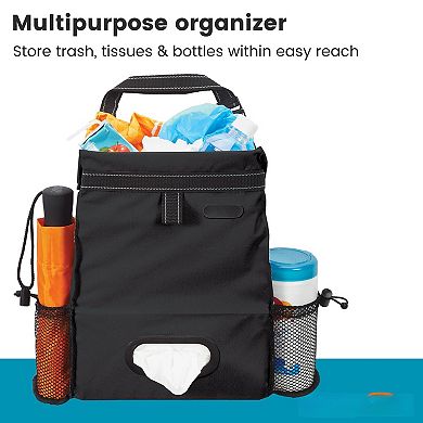 Car Organizer Trash Bin Tissue Holder 2 Gal Leakproof Push Close Lid