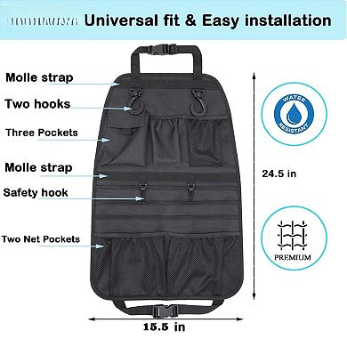 Car Seat Organizer Heavy Duty Multiple Pockets Universal Fit Anti Swing 900D Oxford