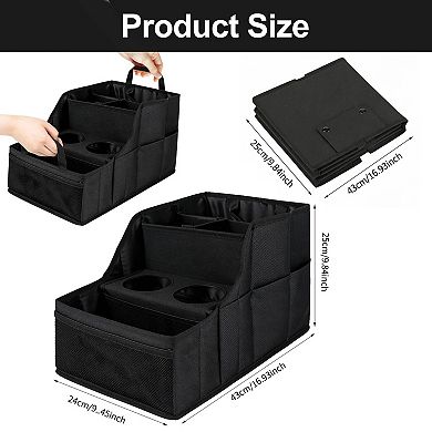 Car Seat Organizer (Front/Backseat) Foldable, 9 Compartments, 2 Cup Holders Sturdy, Non-Slip