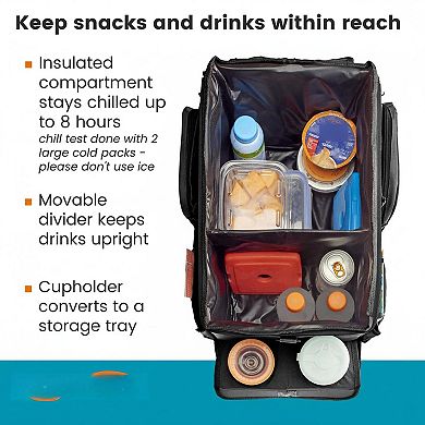 Large Car Seat Organizer with Cooler Cup Holder Tray Side Pockets