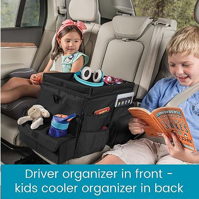 Large Car Seat Organizer with Cooler Cup Holder Tray Side Pockets