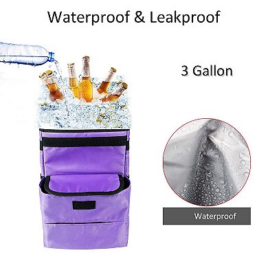 Foldable Car Trash Can Leakproof 3 Gallon with Mesh Pockets Easy to Use