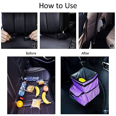 Foldable Car Trash Can Leakproof 3 Gallon with Mesh Pockets Easy to Use