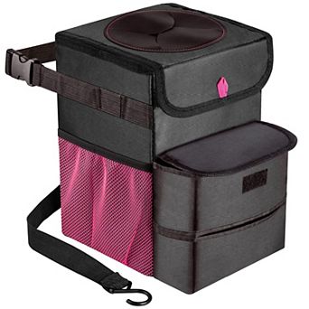 Foldable Car Trash Can Leakproof 3 Gallon with Mesh Pockets Easy to Use