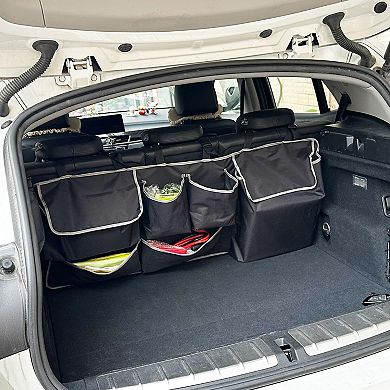 Car Backseat Trunk Hanging Organizer 6 Nylon Pockets Storage Bag for SUV MPV