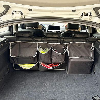 Car Backseat Trunk Hanging Organizer 6 Nylon Pockets Storage Bag for SUV MPV