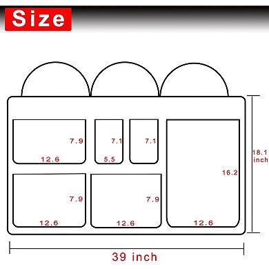 Car Backseat Trunk Hanging Organizer 6 Nylon Pockets Storage Bag for SUV MPV