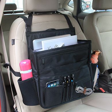 Car Front Seat Organizer Laptop/Tablet Storage, Adjustable Straps, Heavy Duty Nylon