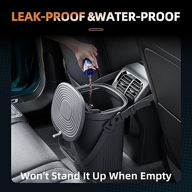 2 Gallon Silicone Car Trash Can Lid Leakproof Waterproof Foldable Garbage Bin with 30 Bags