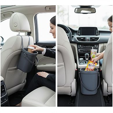 2 Gallon Silicone Car Trash Can Lid Leakproof Waterproof Foldable Garbage Bin with 30 Bags
