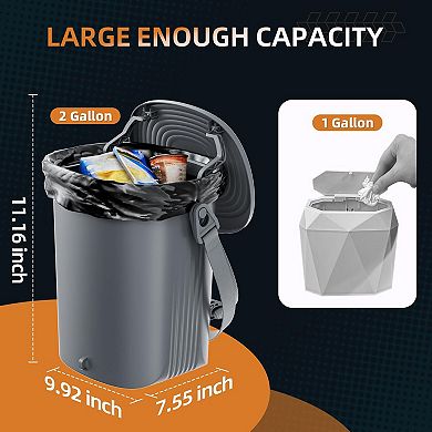 2 Gallon Silicone Car Trash Can Lid Leakproof Waterproof Foldable Garbage Bin with 30 Bags