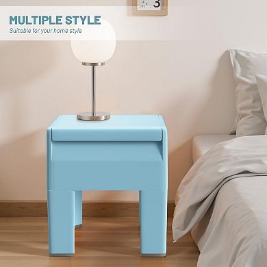 Modern Multifunctional Plastic Nightstand Storage Easy Assembly