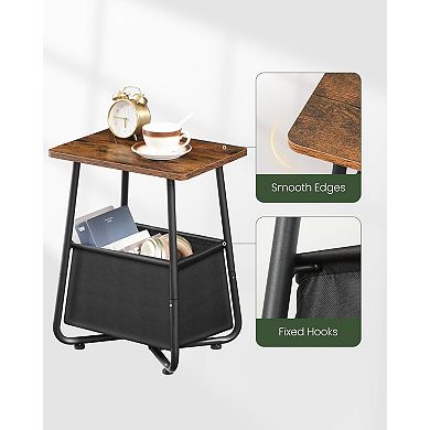 Side Table with Fabric Storage Basket Modern Space Saving for Living Room Bedroom