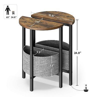Set of 2 Half Moon Side Tables Modern Accent Tall Storage for Living Room Bedroom